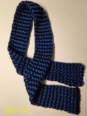 Homemade Knit Scarf - Blue & Black